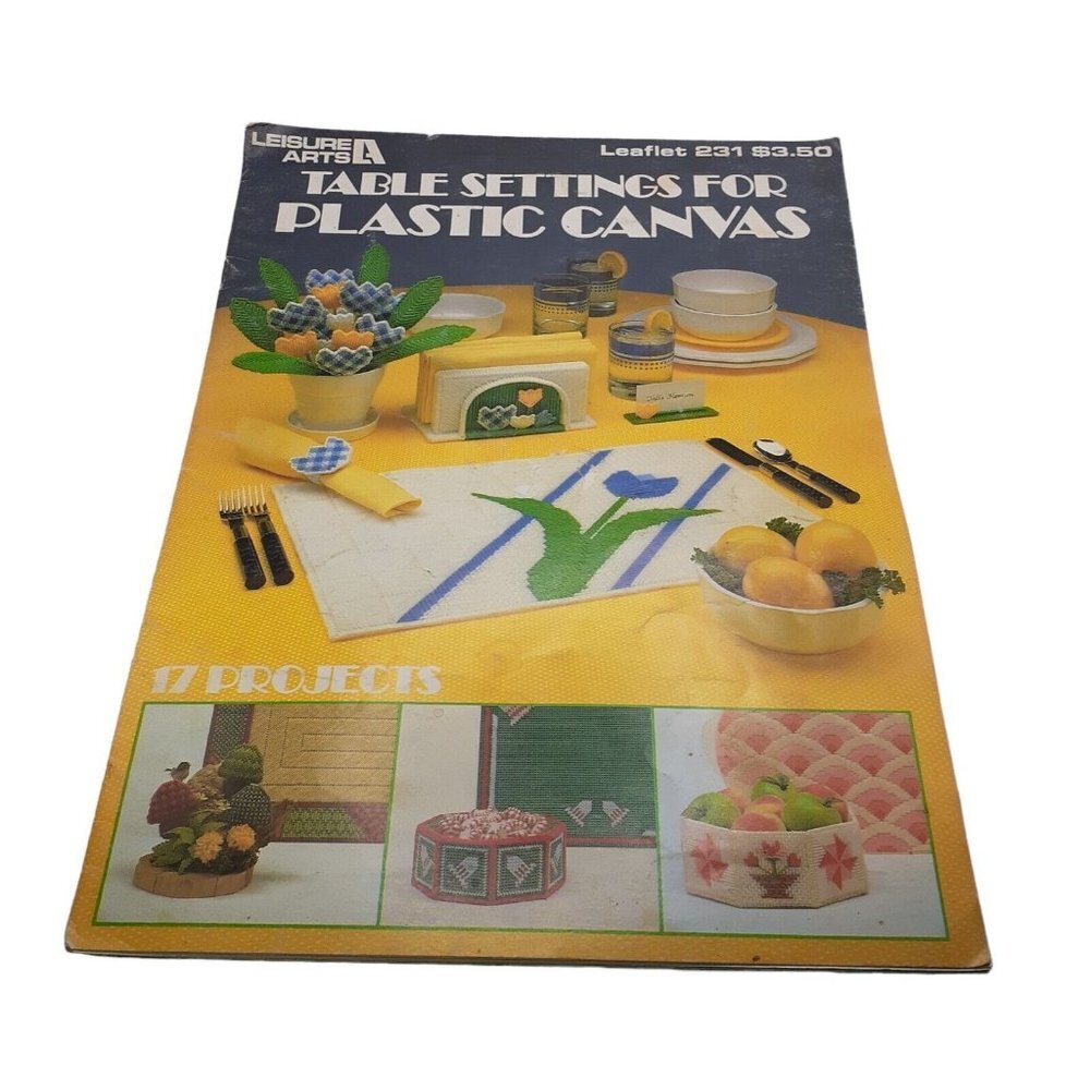 Plastic Canvas Table Settings Tulips Patchwork Christmas Mushrooms 1982
